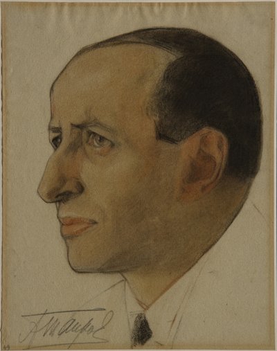 Valtionhoitaja Aleksander Tairovin muotokuva 1885-1950, 1920-luvun alku tekijältä Nikolai Andreevich Andreev