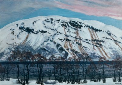 Kylmä huhtikuun aamu lumivyöryllä (Lumivuori), n. 1909 tekijältä Nikolai Astrup