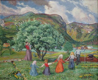 Norjan Nynorsk:  Nynorsk: Kesätuuli ja leikkivät lapset
Norjalainen Bokmål:  Båkmål: Kesätuuli ja leikkivät lapset tekijältä Nikolai Astrup