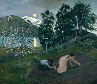 Kevätyö puutarhassa tekijältä Nikolai Astrup