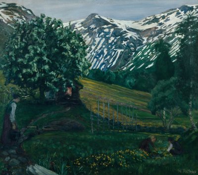 Kevätyö smieheggen, n. 1918 tekijältä Nikolai Astrup