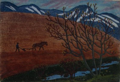 Plowman (öljy kankaalle) tekijältä Nikolai Astrup