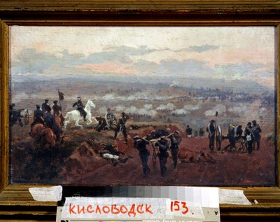Hyökkäys vihreille kukkuloille - Episodi Krimin sodasta (1853-1856) - Nikolai Dmitrievich Dmitriev Orenbourgskyn maalaus (Dmitriev-Orenbourgsky tai Dmitriev Orenburgsky tai Dmitriev-Orenburgsky) (1837-1898), öljy puulle tekijältä Nikolai Dmitrievich Dmitriev Orenburgsky