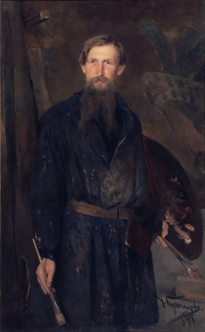Taiteilija Viktor Vasnetsovin muotokuva 1848-1926, 1891 tekijältä Nikolai Dmitrievich Kuznetsov