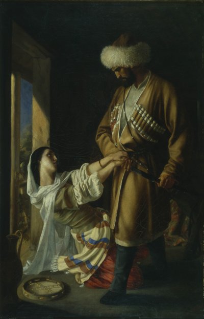 Leila ja Khadji Abrek M. Lermontovin runon jälkeen, 1852 tekijältä Nikolai Nikolayevich Ge