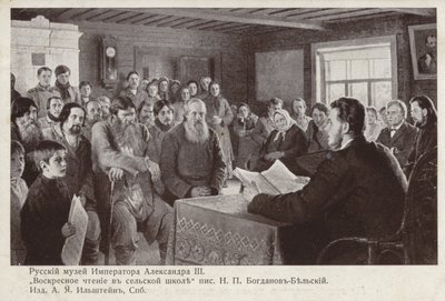 Sunnuntailukeminen maaseutukoulussa tekijältä Nikolai Petrovich Bogdanov Belsky