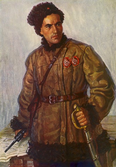 Partisaani A Lunev (värilitografia) tekijältä Nikolai Strunnikov