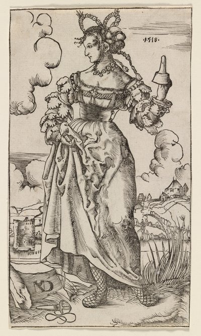 Viisaat ja tyhmät neitsyet: Viides tyhmä neitsyt, 1518. tekijältä Nikolaus Manuel Deutsch