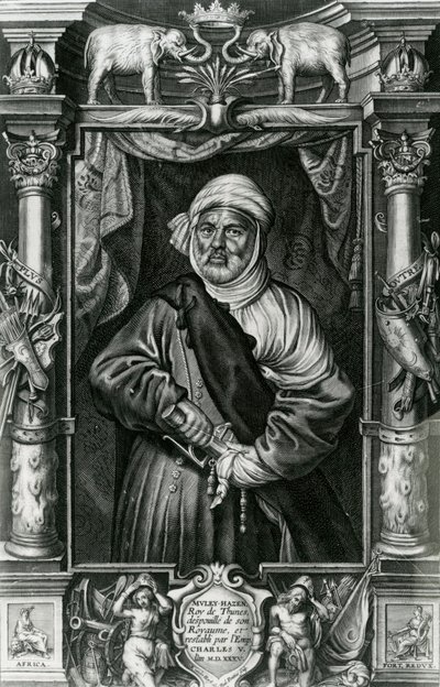 Abu l-Hasan Ali, jota kutsutaan myös Muley Hacéniksi, 1535 tekijältä Nikolaus van der Horst