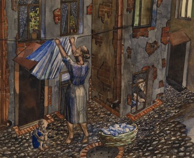 Vanha tuomioistuin - Nikolai Ivanovitš Evgrafovin (1904-1941) teos, akvarelli ja tussi paperille (27,5x33,5 cm) tekijältä Nikolay Ivanovich Evgrafov