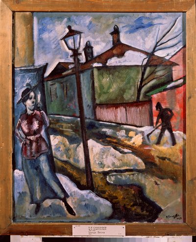 Katu - lähde (A street - Spring) - Nikolai Vladimirovich Sinezubov (Nicolas Sinezuboff) maalaus (1891-1956), öljy kankaalle tekijältä Nikolay Vladimirovic Sinezubov