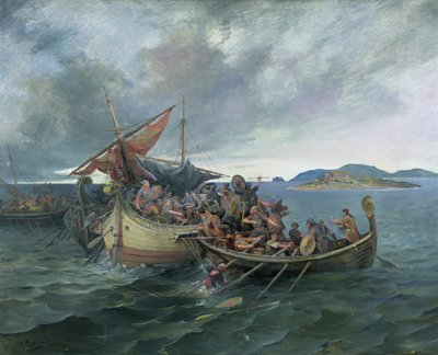 Svolderin taistelu (öljy kankaalle) tekijältä Nils Bergslien