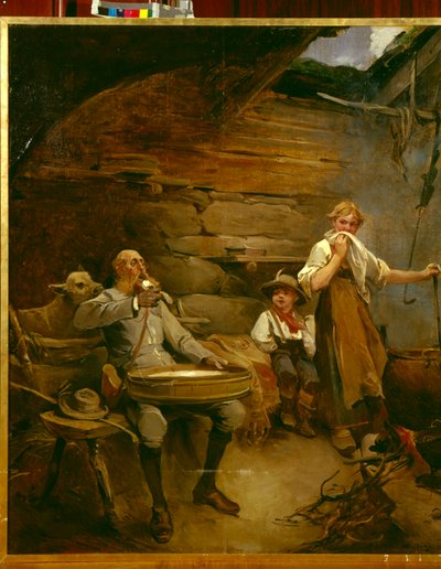 Herra ja hapankermalla tehty puuro (öljy kankaalle) tekijältä Nils Bergslien