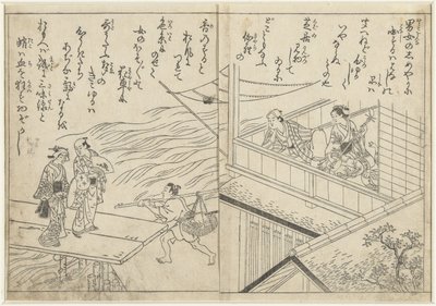 Teehuone joen varrella tekijältä Nishikawa Sukenobu (attributed to)