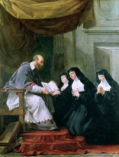 St. Francois de Sales (1567-1622) St. Jeanne de Chantalin vierailun säännön antaminen (1572-1641) tekijältä Noel Halle