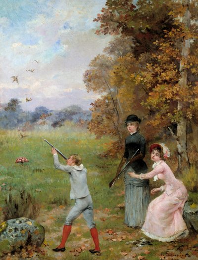 Pieni metsästäjä maalaus Noel Saunier (1847-1890) 1800-luvun yksityinen kokoelma tekijältä Noel Saunier