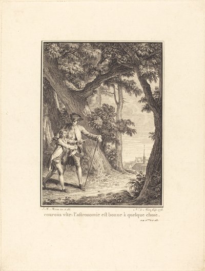 Juoksemme nopeasti: tähtitiede on hyvää johonkin tekijältä Noël Le Mire after Jean Michel Moreau