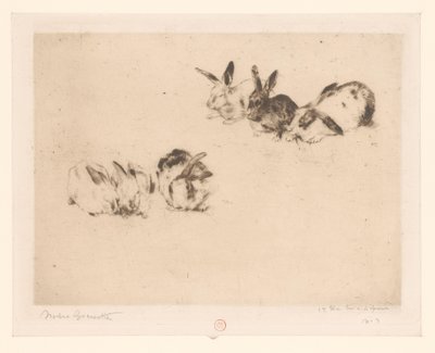 Kuusi kania tekijältä Norbert Goeneutte (signed by artist)