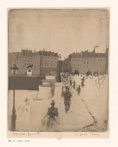 Näkymä Pont Neufille Pariisissa Le Pont Neuf (otsikko esineessä) tekijältä Norbert Goeneutte