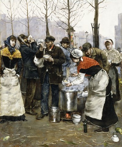 Keitto messuille talvipäivänä, Pariisi, 1881 tekijältä Norbert Goeneutte