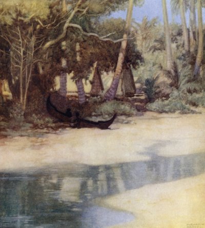 Laguuni New Floridassa, Salomonsaarilla (väri litho) tekijältä Norman Hardy