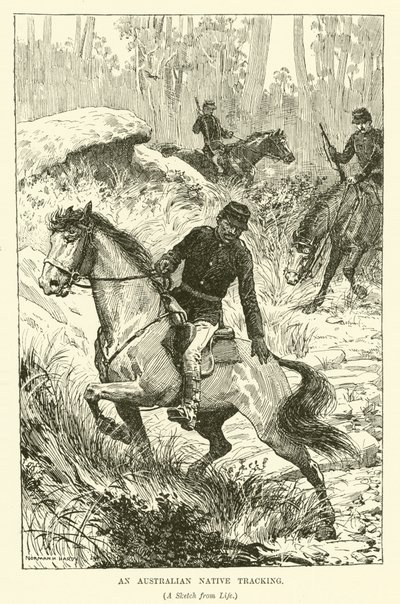 Australian alkuperäiskansan jäljitys (kaiverrus) tekijältä Norman Hardy