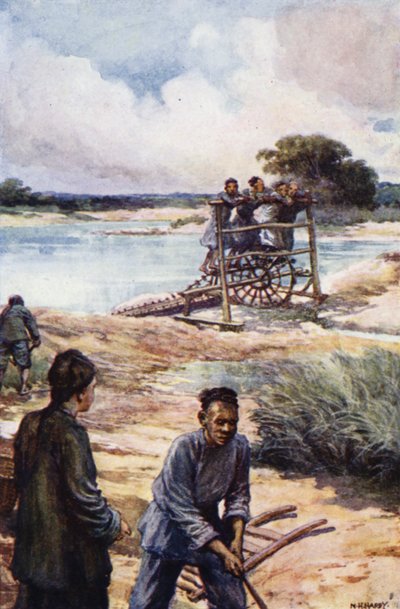 Kiina: vesipyörä (väri litho) tekijältä Norman Hardy