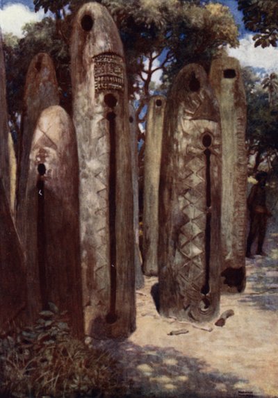 Drum Grove at Mele, New Hebrides (väri litho) tekijältä Norman Hardy