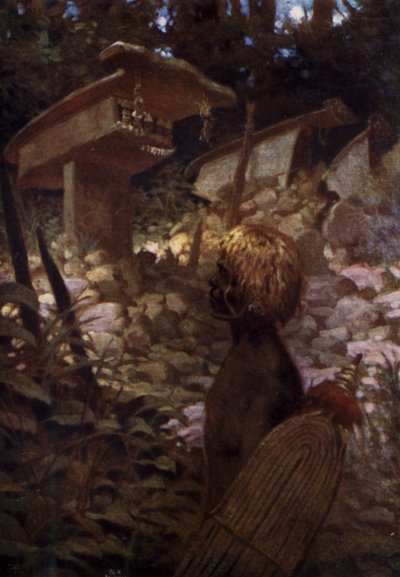 Pyhät pääkallon pyhäköt, Brittiläiset Salomonsaaret (väri litho) tekijältä Norman Hardy
