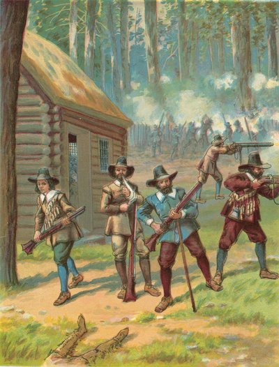 Intialaisia vastaan taistelevat pyhiinvaeltajat tekijältä North American