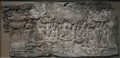 Länsiparatiisi, Handan, Hebein maakunta, 550-577 (kalkkikivi, jossa on pigmenttijälkiä) tekijältä Northern Qi Dynasty Chinese Scool