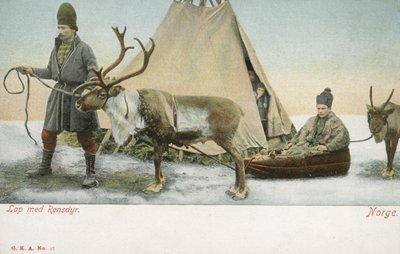 Lappilaiset poron kanssa, Norja (värikuva) tekijältä Norwegian Photographer