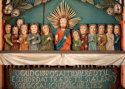 Viimeinen ehtoollinen, alttaritaulun yksityiskohta (maalattua puuta) tekijältä Norwegian School