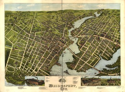 Näkymä Bridgeport, Ct. 1875. tekijältä O.H. Bailey and Co. American Oleograph Co.