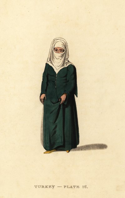 Turkkilainen nainen Konstantinopolista (Istanbul), Ottomaanien valtakunta tekijältä Octavian (after) Dalvimart