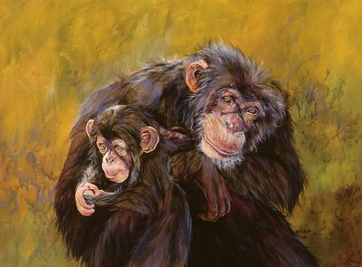Simpanssit (akryyli kankaalle) tekijältä Odile Kidd