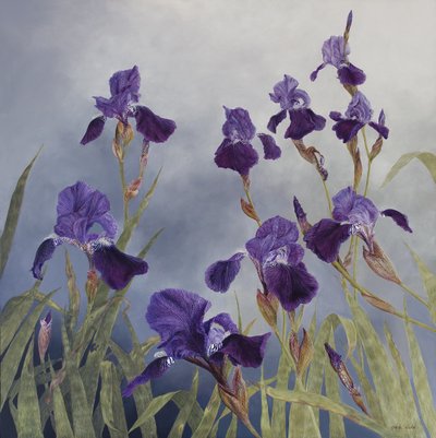 Iris hybrida, 2015 (akryyli gessooidulle puulle) tekijältä Odile Kidd