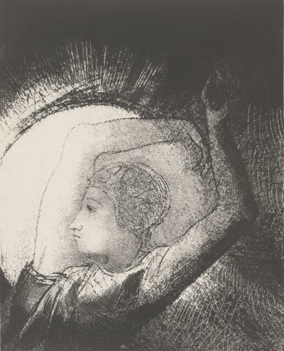 Auringon pukeutunut nainen, 1899 (printti) tekijältä Odilon Redon