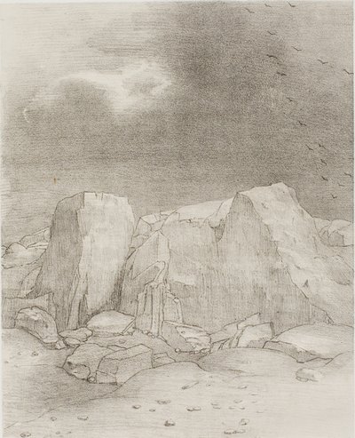 Ja Hän havaitsee kuivan, kumpuileman tasangon, levy 7/24 tekijältä Odilon Redon