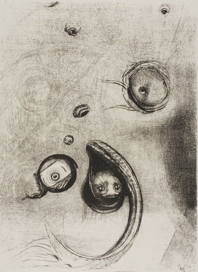 Ja että silmät ilman päitä kelluivat kuin nilviäiset, levy 13/24 tekijältä Odilon Redon