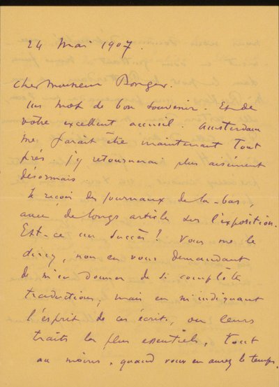 Brief an Andries Bonger tekijältä Odilon Redon