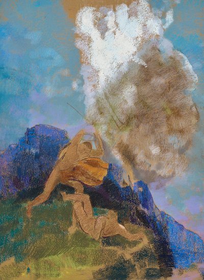 Kain ja Abel, noin 1890 (pastelli sävytetylle paperille). tekijältä Odilon Redon