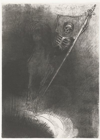 De Dood te paard ...ja sitä, joka kiipesi sen päälle, kutsuttiin Kuolemaks (otsikko esineessä) Apocalypse of Saint John (sarjan nimi) Openbaring van Johannes (sarjan nimi) tekijältä Odilon Redon
