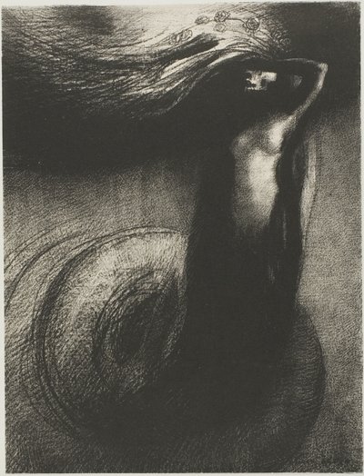 Kuolema: "Ironiani ylittää kaikki muut!", levy 3/6 tekijältä Odilon Redon