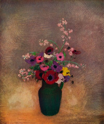 Kukat vihreässä maljakossa, c1910 tekijältä Odilon Redon