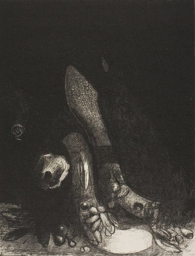 Kukat putoavat ja Pythonin pää ilmestyy, levy 5/24 tekijältä Odilon Redon