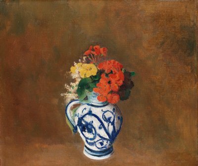 Kukat sinisessä maljakossa, n. 1900 tekijältä Odilon Redon