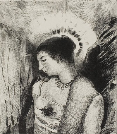 Tässä on hyvä jumalatar, Idean vuorten äiti, levy 15/24 tekijältä Odilon Redon