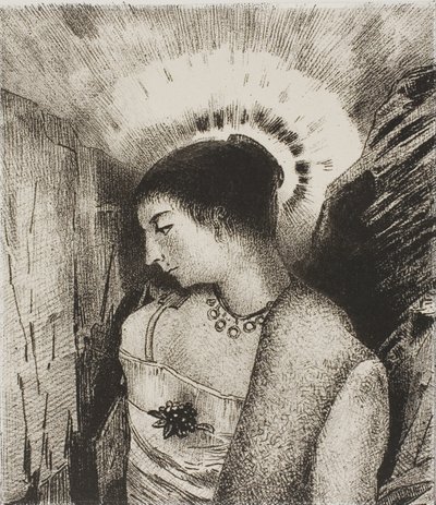 Tässä on hyvä jumalatar, Idean vuorten äiti, levy 15/24 tekijältä Odilon Redon