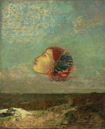 Kunnioitus Goyalle, n. 1895 (öljy kortille kiinnitetty kankaalle) tekijältä Odilon Redon